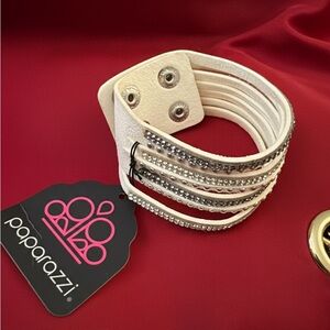 Paparazzi Cream Bracelet with Silver Details